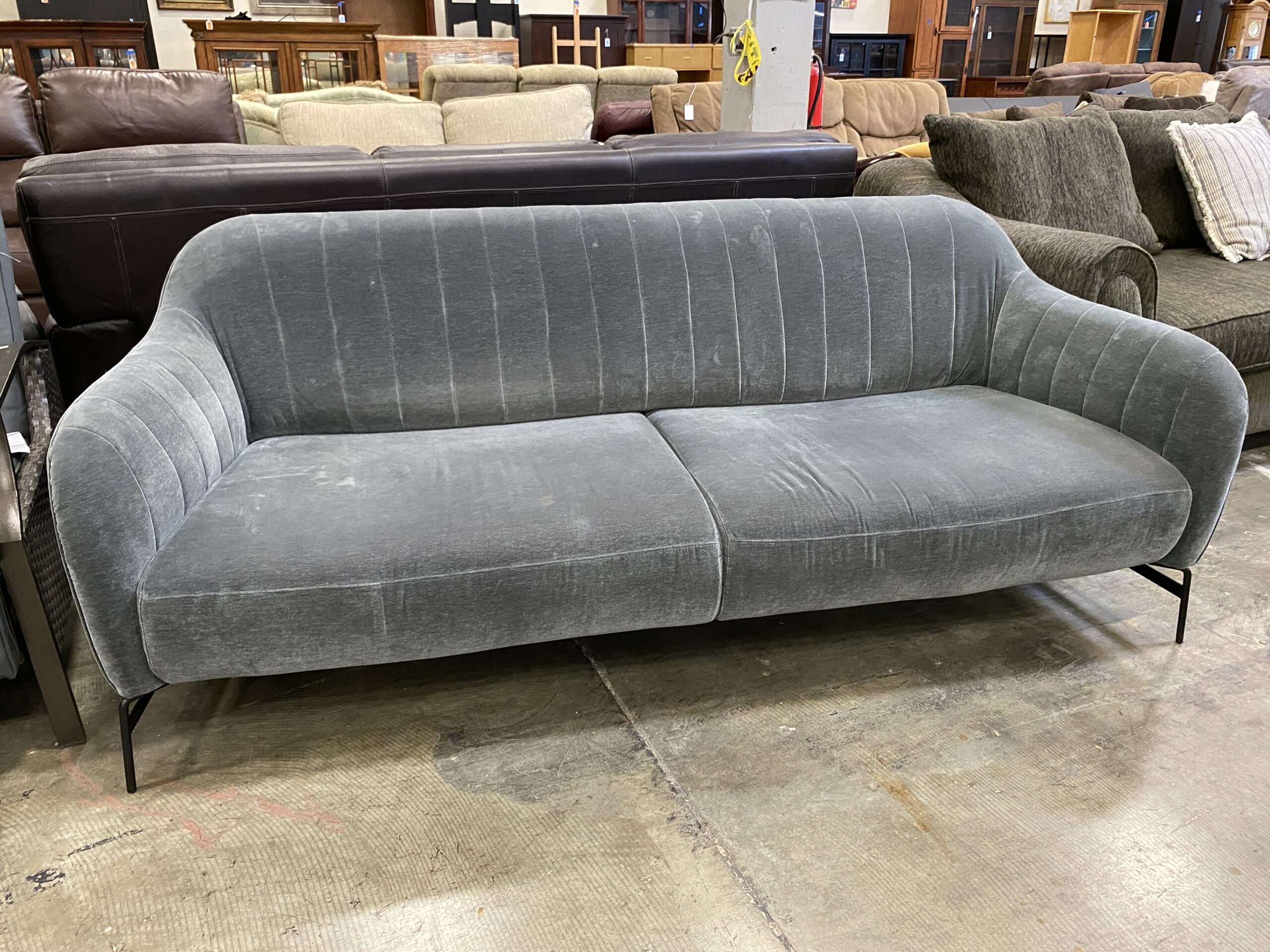 Natuzzi Storm Grey Tufted Sofa