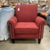 Bright Red Studded Accent Chair