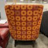 Red High Back Chair with Yellow Geometric Pattern