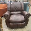 Deep Brown Leather Roll Arm Recliner