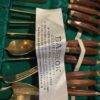 1950's Thai "Princess Jewelry" Bronze Flatware Set In Teak Case