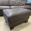 Rich Chocolate Leather Roll Arm Sofa with Ottoman