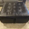 Large Black Leather Ottoman W/4 Drawers