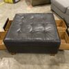 Large Black Leather Ottoman W/4 Drawers