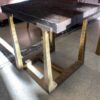 Restoration Hardware T-Brace Oak and Brass Side Table