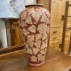 Red and Gold Ceramic Vase with Leaf Designs