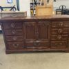 Executive Red Wood 9 Drawer 1 Door Floral Filigree Dresser