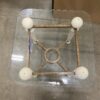 White Ceramic Pillar and Copper Metal Glass Top End Table