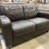 Modern Dark Brown Faux Leather Loveseat