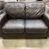 Modern Dark Brown Faux Leather Loveseat