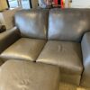 Seal Grey Leather Loveseat With Ottoman