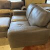 Seal Grey Leather Loveseat With Ottoman