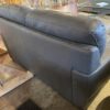 Seal Grey Leather Loveseat With Ottoman