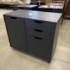 Pitch Black Wood 3 Drawer 1 Door Storage Cabinet