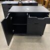 Pitch Black Wood 3 Drawer 1 Door Storage Cabinet