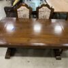 Family Size Deep Brown Dining Set with Abstract Floral Cushions