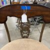 Wrought Metal Filigree Dining Stool with Pinstripe Cushion