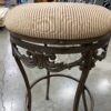 Wrought Metal Filigree Dining Stool with Pinstripe Cushion