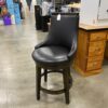 Espresso Wood Bar Stool with Black Leather Cushion