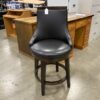 Espresso Wood Bar Stool with Black Leather Cushion