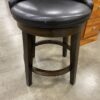 Espresso Wood Bar Stool with Black Leather Cushion