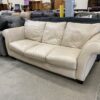 Italsofa Shiny Beige Faux Leather Roll Arm Sofa