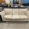 Italsofa Shiny Beige Faux Leather Roll Arm Sofa