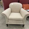 Creamy Colored Cloth Roll Arm Accent Chair