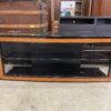 Bell'O Black Tempered Glass TV Stand with Cherry Inlay